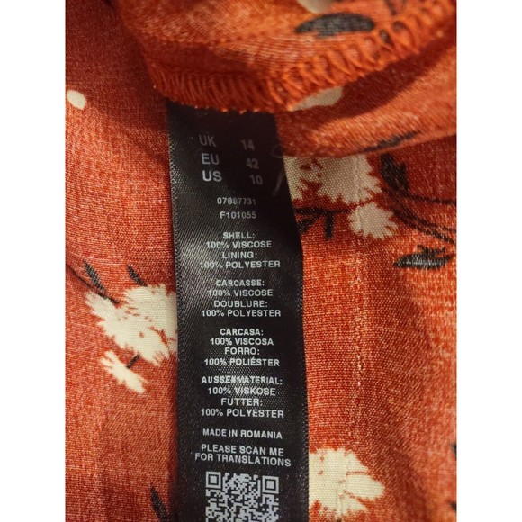 asos Dress Size 10 Brownish/Burnt Orange Multicolor Floral Side Zip - Picture 10 of 10